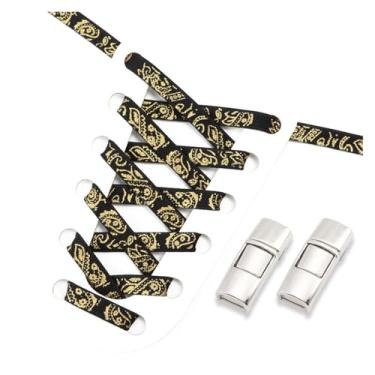 Imagem de Metal Lock Lazy People Shoelace Mix And Match Colors Outdoor Sport Elastic Shoelaces Children Adult Shoe Accessories(Bronz black gold)