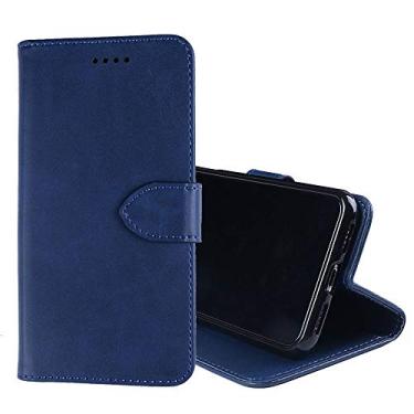 Imagem de NEKOYA Capa de telefone para MEIZU M6T, capa carteira flip de couro com slot para cartão, suporte e fecho magnético, capa de couro MEIZU M6T azul