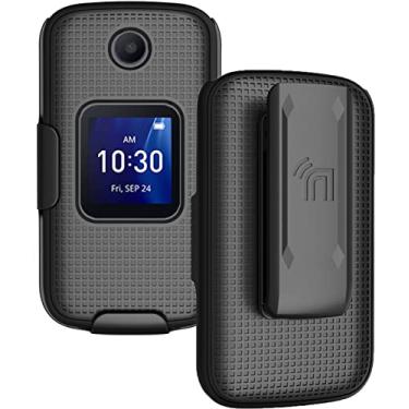 Imagem de Capa com clipe para celular Go Flip 4 / TCL FLIP Pro, capa rígida Nakedcellphone Slim e [giratório/catraca] Combo de suporte de quadril para cinto para Alcatel 4056W, 4056L, 4056Z, 4056V - Preto