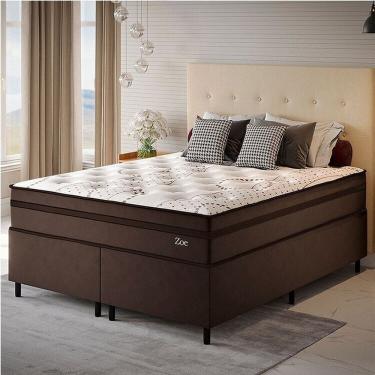 Imagem de Conjunto Colchão Mola Ensacada e Base Box Queen 66x158x198cm Zoe Yescasa Marrom