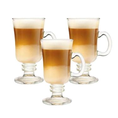 Imagem de Jogo 3 Taças De Cappuccino Café Caneca Dolce Gusto Nespresso Vidro Transparente 250ml Lyor