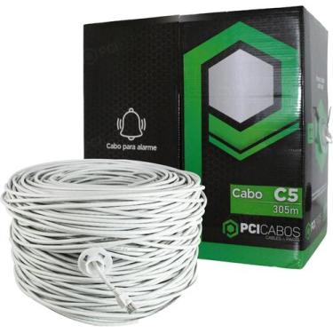 Imagem de Caixa Cabo Trançado Para Cftv Alarme C5 Branco 305m Camera - Pci Cabos