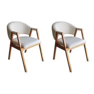 Imagem de Kit 2 Cadeira Olivia em Madeira Maciça de Eucalipto Factor Branco