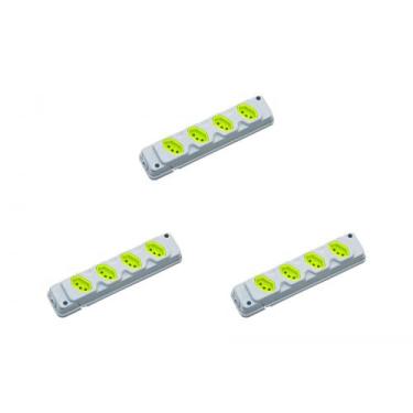 Imagem de Kit C/3 - Tomada Barra Fiolux Quadrupla 2Polos+T20A Cinza