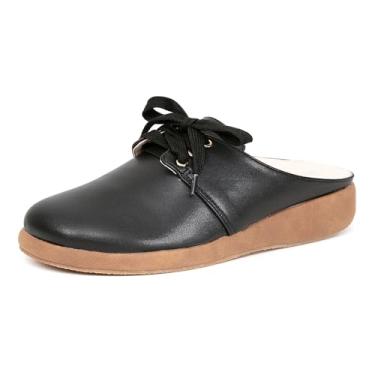 Imagem de getmorebeauty Sandálias femininas sem cadarço, bico fechado, frente única, plataforma baixa, tamancos, Preto, 39