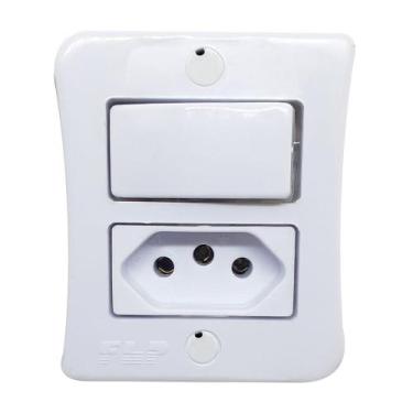Imagem de Kit 20 Interruptor Simples 1 Tecla + Tomada 10A 2p+t Sobrepor Com Espe