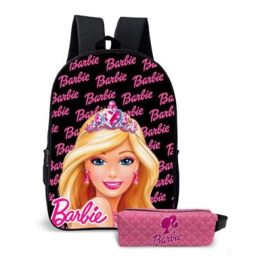 Imagem de Kit Mochila com Estojo Escolar Feminina da Barbie Para Meninas Mundo R