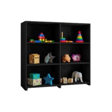 Imagem de Estante livros Marrocos Preto 6 Nichos Casa Mobilia - Casa Mobilia Mov