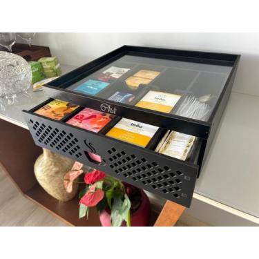 Imagem de Caixa Organizadora 12 Compartimentos para Saches Talheres Caixas Chá  