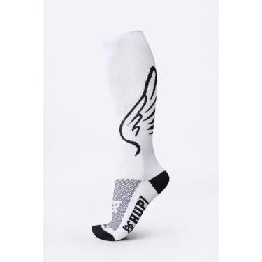 Imagem de Meia Longa HUPI Asas Branco/Preto, Branco, Preto