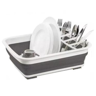 Imagem de Escorredor De Pratos e Louça Retratil Dobrável Em Silicone 38x30cm Hai