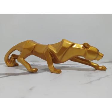 Imagem de Imagem estatueta pantera 37cm em resina decoração - ACARYART, DOURADO