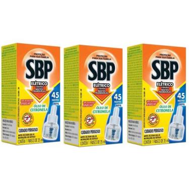 Imagem de Kit 3 Repelente Elétrico Líquido Refil SBP 35ml 45 Noites