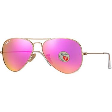 Imagem de Ray-Ban RB3025 - Óculos de Sol Aviador, Lente Roxa Polarizada, Armação Dourada, Metal, Unissex-Adultos