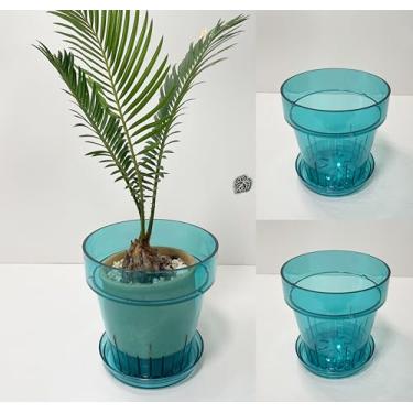 Imagem de RISEON Pacote com 3 potes de orquídea de plástico acrílico transparente com furos e pires, vaso de acrílico grosso, orquídea Dendrobium Oncidium Cattleya para repotting para ambientes internos e