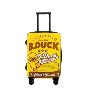 Imagem de Mala infantil B.Duck Ride On Suitcase 50 cm, design de pato amarelo com números e letras padrão bagagem de mão, Amarelo, Small, Bagagem retangular