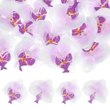 Imagem de M METERXITY Pacote com 20 cabeças de flores de orquídea artificiais, cabeça de flores de borboleta sintética de seda para casamento/buquê/decoração de noiva/festa, pétalas falsas Phalaenopsis a granel