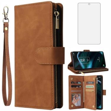 Imagem de Asuwish Compatível com TCL Stylus 5G 2022 capa carteira protetora de tela de vidro temperado e capa flip de couro suporte suporte acessórios celulares capas de telefone para TLC Stylo G5 6.81 T779W