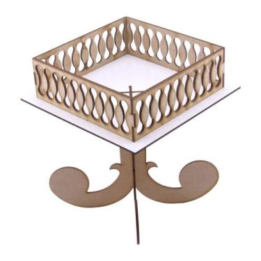 Imagem de Bandeja Quadrada Pedestal Baixa Linha Premium - Mdf Branco - Modernart