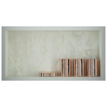Imagem de Nicho Para Banheiro Em Porcelanato Polido Porta Shampoo Sabonete Organ