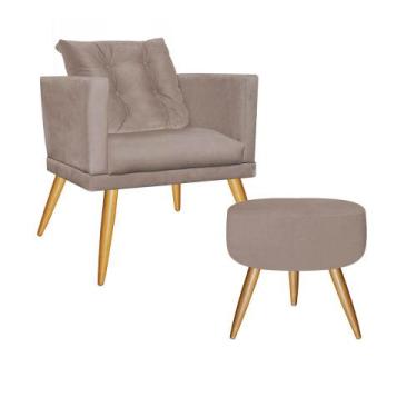 Imagem de Kit Poltrona Com Almofada e Puff Milena Confort Sala Recepção Escritór