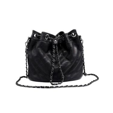 Imagem de Bolsa bucket grande de couro preto Bella - Zaia