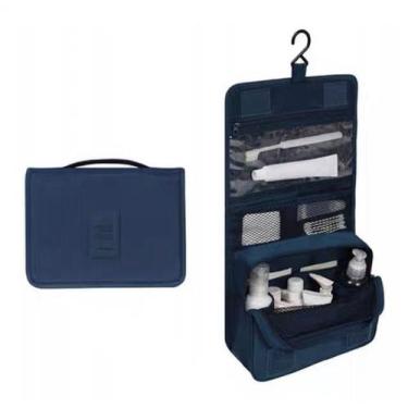 Imagem de Necessaire Com Gancho Cabide Divisória Multiuso Viagem Lisa - LIU, Azu