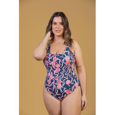 Imagem de Maiô Regata Estampado - Cor De Cacau, GG, Abstrato marinho, Coral