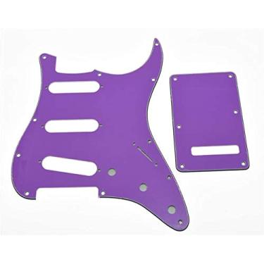Imagem de Dopro 11 Hole Strat SSS Pickguard ST Placa Traseira Trem Capa para EUA/Mexicano FD Strat Roxo 3 Camadas