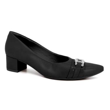 Imagem de Scarpin usaflex salto bloco ref mm0502 feminino, 35, Preto