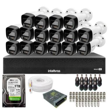 Imagem de Kit 16 Câmeras Intelbras 1120b Full Color, Dvr 16ch Mhdx 1016c  Hd 1tb