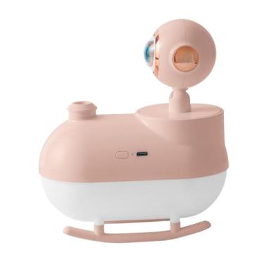 Imagem de XLWLLNJ Umidificador de ar de mesa Umidificador multifuncional decorativo com luz Umidificador de gotejamento de água Umidificador de névoa para escritório, Rosa