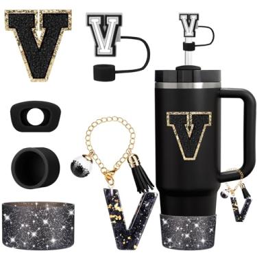 Imagem de Mity rain Conjunto de 6 peças de acessórios para copo Stanley Cup 850 g 1,134 g copo com alça, acessórios pretos incluindo topo de palha, bota, tampa à prova de derramamento, pingente de alça, adesivo