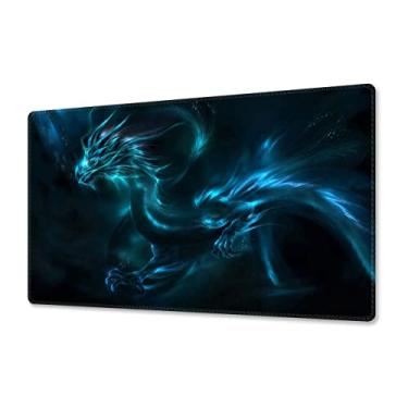 Imagem de Meffort Inc Mouse pad grande grosso resistente à água tapete de mesa com almofada de borracha antiderrapante para escritório em casa e jogos (23,6 x 13,7 polegadas, dragão azul)