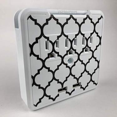 Imagem de Protetor de sobretensão decorativo para montagem na parede Glamsockets com 3 tomadas, portas de carregamento USB duplas e suporte para telefone - Centro de carregamento USB / Torneira de parede multifunções (Marraquexe)