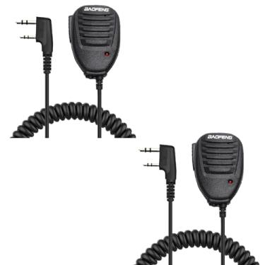 Imagem de BAOFENG Pacote com 2 microfones de alto-falante UV-5R de mão para rádio amador BF-F8HP 2 pinos K compatível com UV-K5 8UV-82 K5Plus UV-17R P15UV UV-5RM