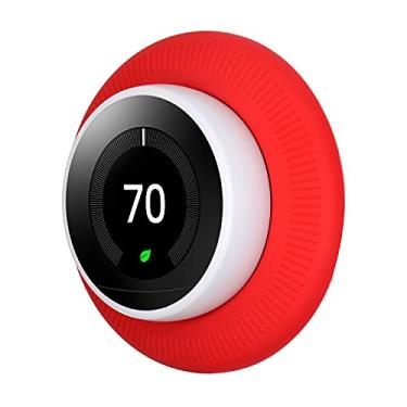 Imagem de Capa de placa de parede de silicone para termostato Google Nest Learning 1º/2º/3º suporte de montagem | Fácil instalação | Resistente a impressões digitais | Design elegante vermelho