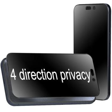 Imagem de BWEDXEZ Pacote com 2 vidro temperado de privacidade antirreflexo de 360 graus para iPhone 15 Pro Max Anti-Spy 4 direções fosco película protetora de tela 4 lados antiespião 6,7 polegadas