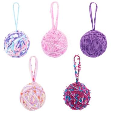 Imagem de Bestewelry 5 peças de enfeites de feltro coloridos pingentes de bola de lã fofos redondos pequenos bola de feltro pingente de pendurar para decoração de árvore de festa em casa guirlanda DIY