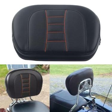Imagem de FINMOKAL Almofada de encosto Sissy Bar para motocicleta para Harley Touring Model 1997-Up FLHT FLHX FLTR (P/N 52300324, 52627-09, 54247-09, 52933-97b, 52805-97B, 52300258) - Linha laranja