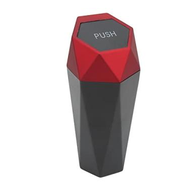 Imagem de Lixeira De Carro MOUMOUTEN, Lata De Material ABS Com Tampa Vermelha à Prova De Vazamentos Elegante Multiuso Para Veículos Casa Cozinha Copo Lixo Escritório Grande Capacidade