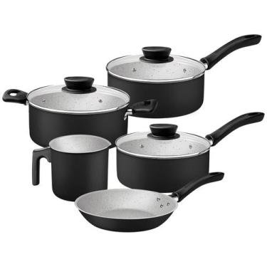 Imagem de Jogo de Panelas Tramontina de Alumínio Preta 5 Peças Linz, Preto, 5 pe