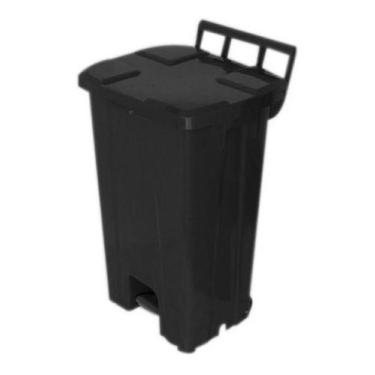 Imagem de Lixeira Quadrada Preta Com Pedal E Rodas 100 Litros - JSN