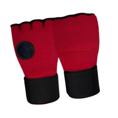 Imagem de UGPLM Crianças boxe luvas internas kickboxing luvas engrenagem elástica sob luvas proteção mão envolve metade dedo luvas para sparring mma, Vermelho