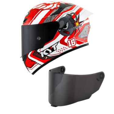 Imagem de Capacete Kyt Tt Course Super Mario Vermelho Mais Viseira Fumê