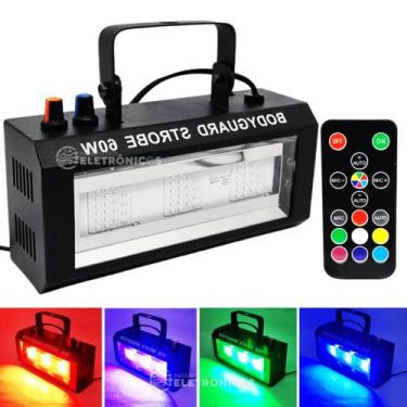 Imagem de Super Strobo RGB 60W Canhão Refletor Com Controle 3 LEDs Efeito Flash 