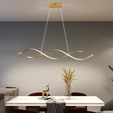 Imagem de Altura ajustável 120 cm Lustre LED moderno para sala de jantar Bar Cozinha decoração de sala Trabalho Pendurado Lustre luminárias (Dourado)