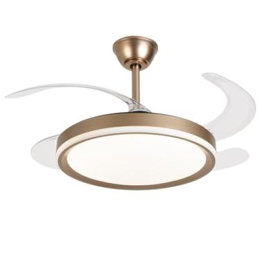 Imagem de Ventilador Retrátil Dourado Air Slim Slim LED Dimerizável Multicolor – Design Sofisticado com Iluminação Ajustável e Controle Remoto