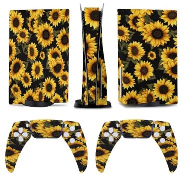 Imagem de Buyidec Girassóis para PS5 Skin Console e Controlador Acessórios Capa Skins Anime Vinil Capa Adesivo Conjunto Completo para Playstation5 Disc Edition