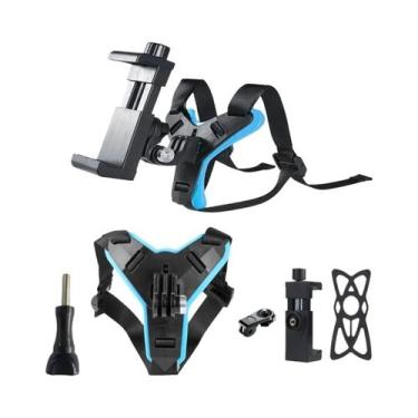 Imagem de Suporte para Capacete de Motocicleta - Celular e Câmera Esportiva, Azu